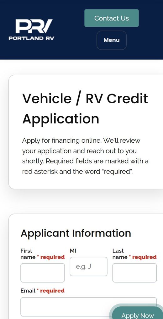 The online credit application on a phone