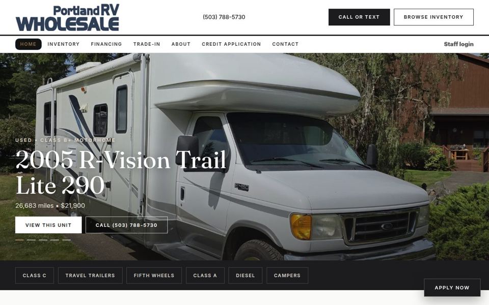 Portland RV Wholesale home page